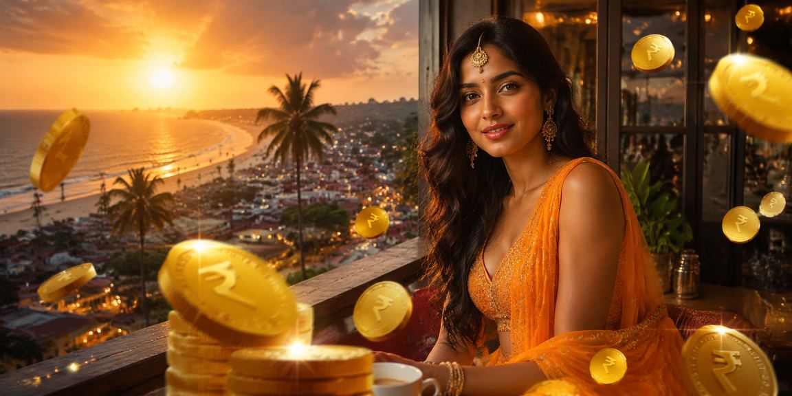Goa beach and festive Indian rupee theme representing betting rewards